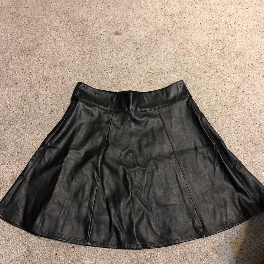 black faux leather skirt